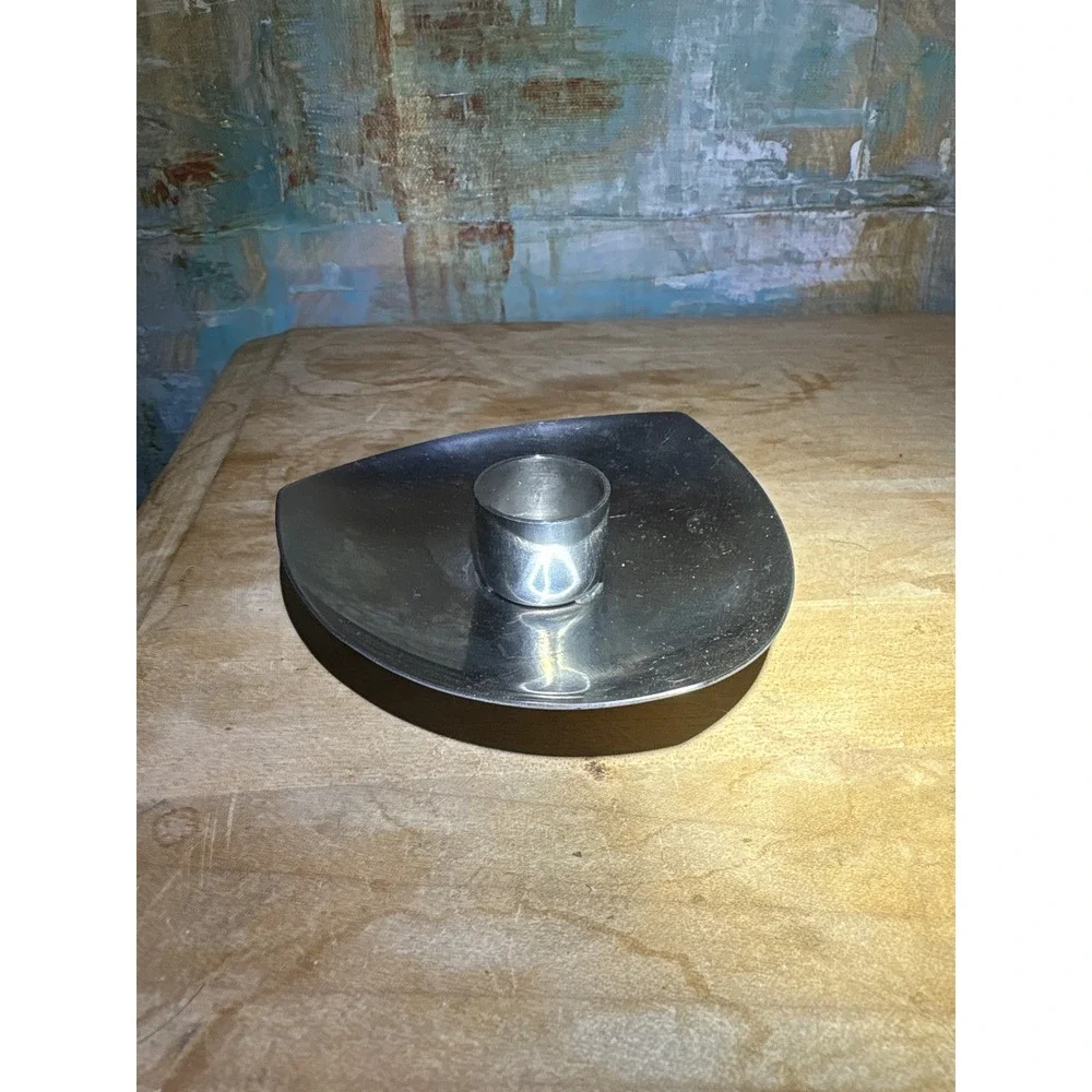 Stelton Denmark 18/8 Stainless Steel Triangular Candle Holder Mid Century Modern